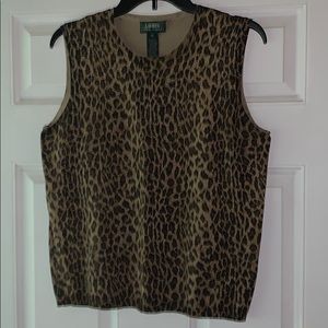 Lauren by Ralph Lauren Animal Print Sweater Vest